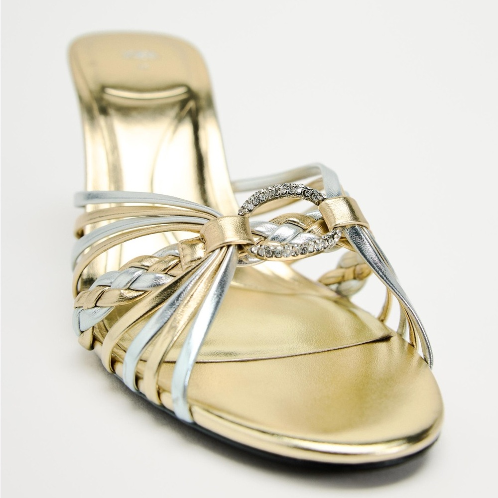 Zara Braided Metallic Sandals